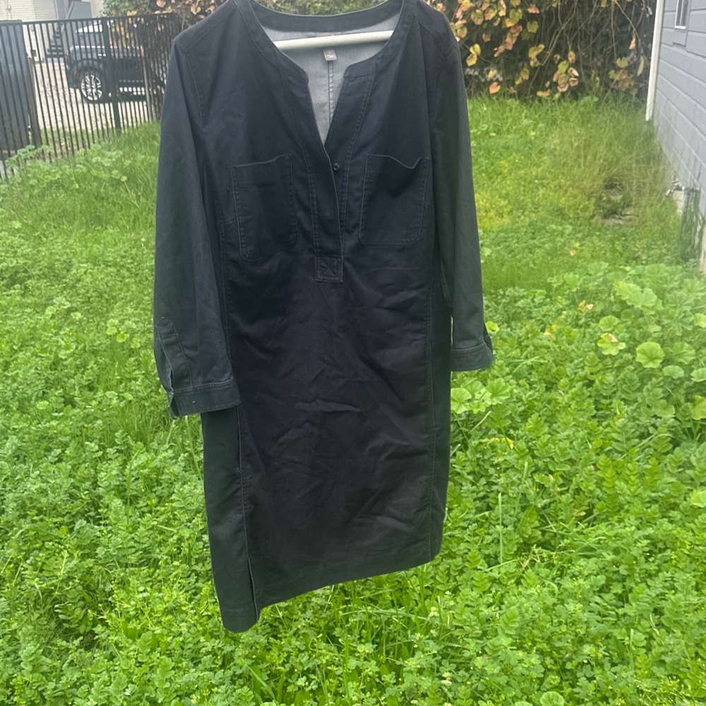 J. Jill Navy Long-Sleeve Denim Shirt Dress